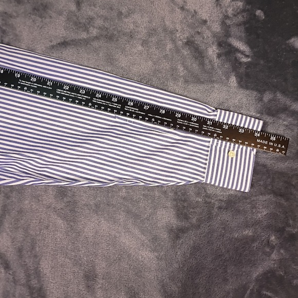 Brooks Brothers 1818 Regent Dress Shirt Mens 18 4/5 Purple White Stripe Non-Iron - Picture 8 of 10